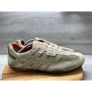 Men 12 GEOX Respira Brown Low Top Sneakers Lace Up Shoes Suede Mesh